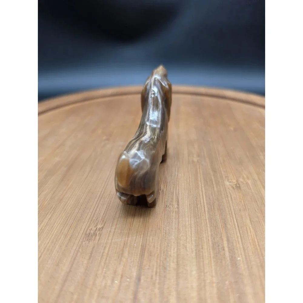 Vintage Hand Carved Onyx‎ Stone Dachshund Wiener Dog Figurine Brown Veining